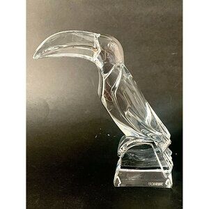 Toucan Lead Crystal Figurine Signed JG Durand France Paperweight